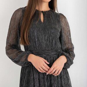Rickis Mini Dress - Black Tinsel-ruffle hem